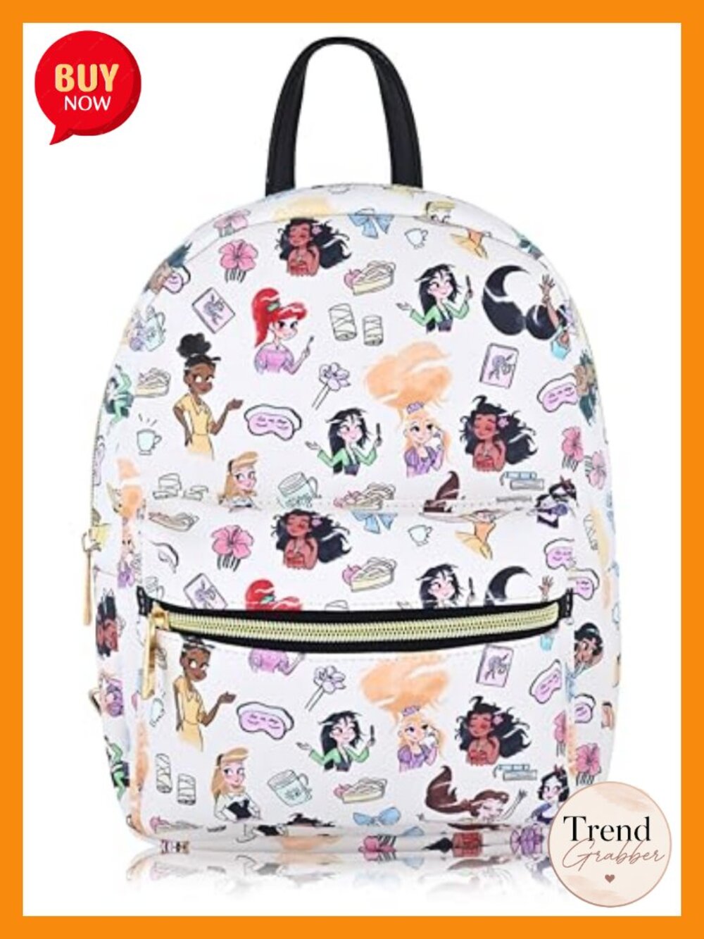 Disney Princess Mini Backpack Purse PU Leather Shoulder Bag